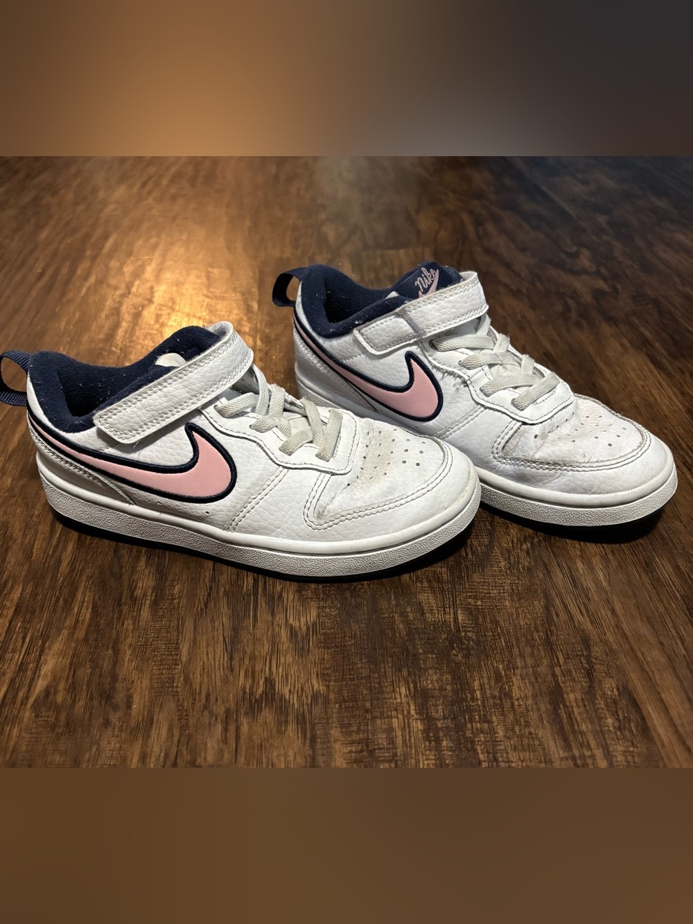 Nike Kids White & Light Pink Swoosh High-Top Sneakers